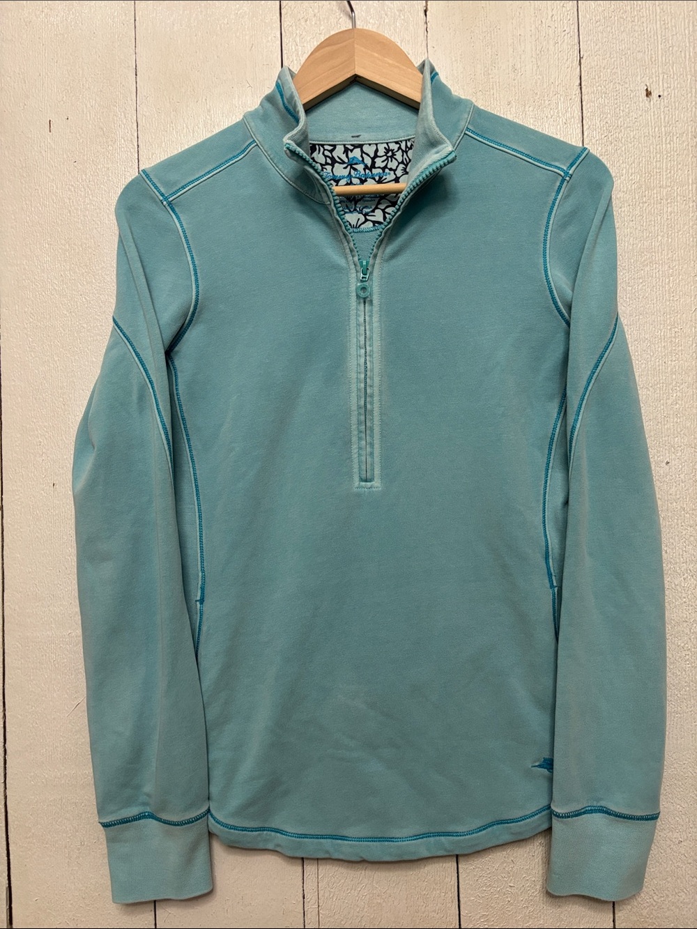 Tommy Bahama Women’s Light Aqua Quarter-Zip Pullover Sweatshirt S Small